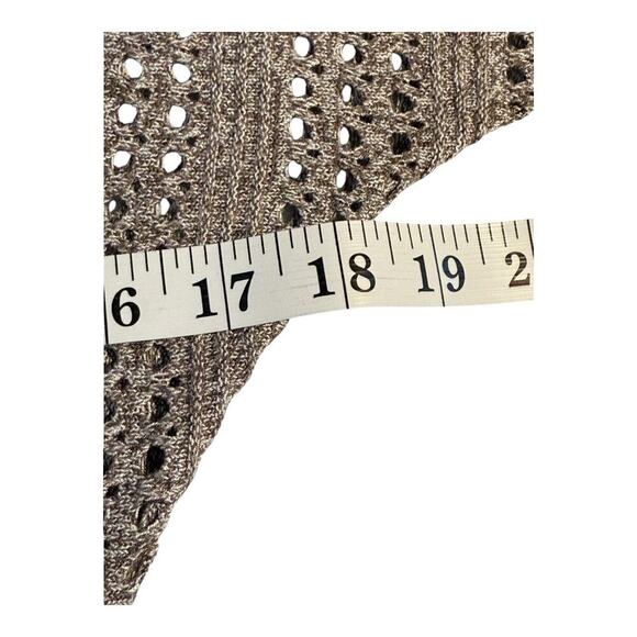 Express‎ Women's XS Gray Brown Sheer 3/4 Sleeve Blouse Open-Knit Top - Picture 5 of 7